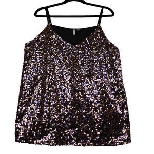 Cato Sparkly Sequin Blouse Women's 18/20W Black Sleeveless Party Evening Wear